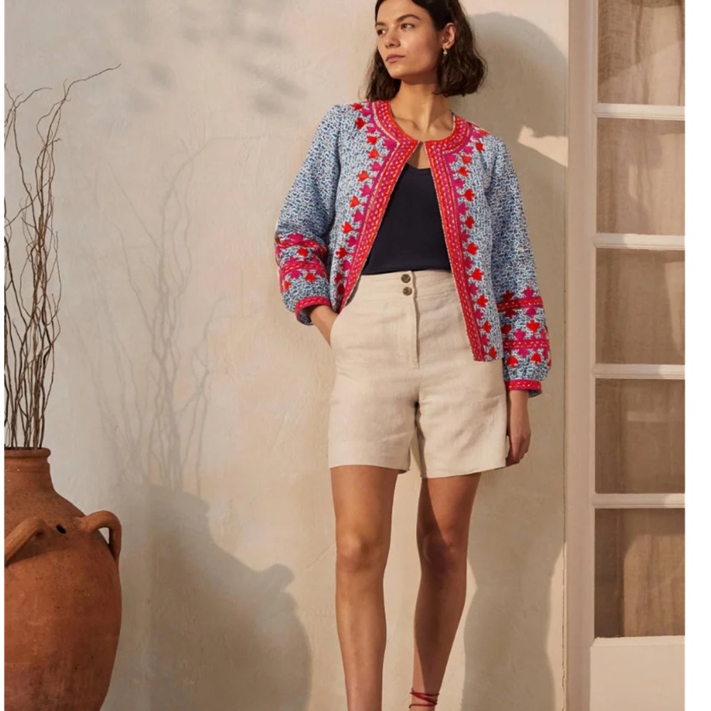 Boden Embroidered Cotton Jacket- Size 14